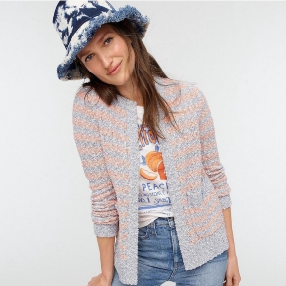 J. Crew Sweaters - J.CREW Open Cardigan Knit Tweed Stripe Sweater